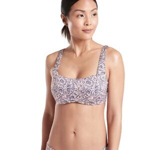 Athleta Aqualuxe Batik Bra-Sized Floral Mid Coverage Bikini Top 40B/C Adjustable